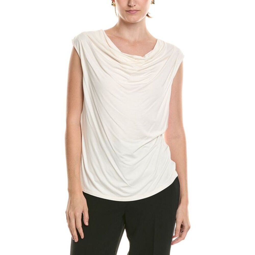 Anne Klein Womens  Pleated Cowel Neck Top, White